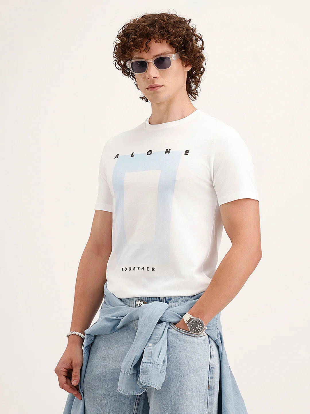 Slim Fit Placement Printed T-Shirt | White