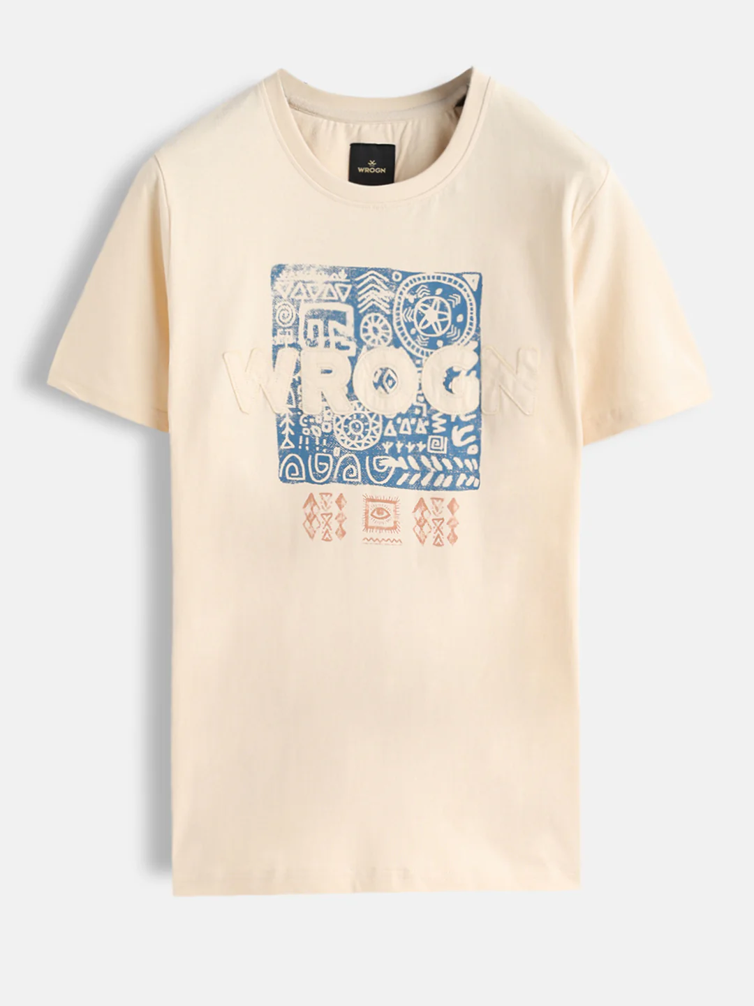 Ancient Markings Inspired Brand Carrier Slim Fit T-Shirt | Beige
