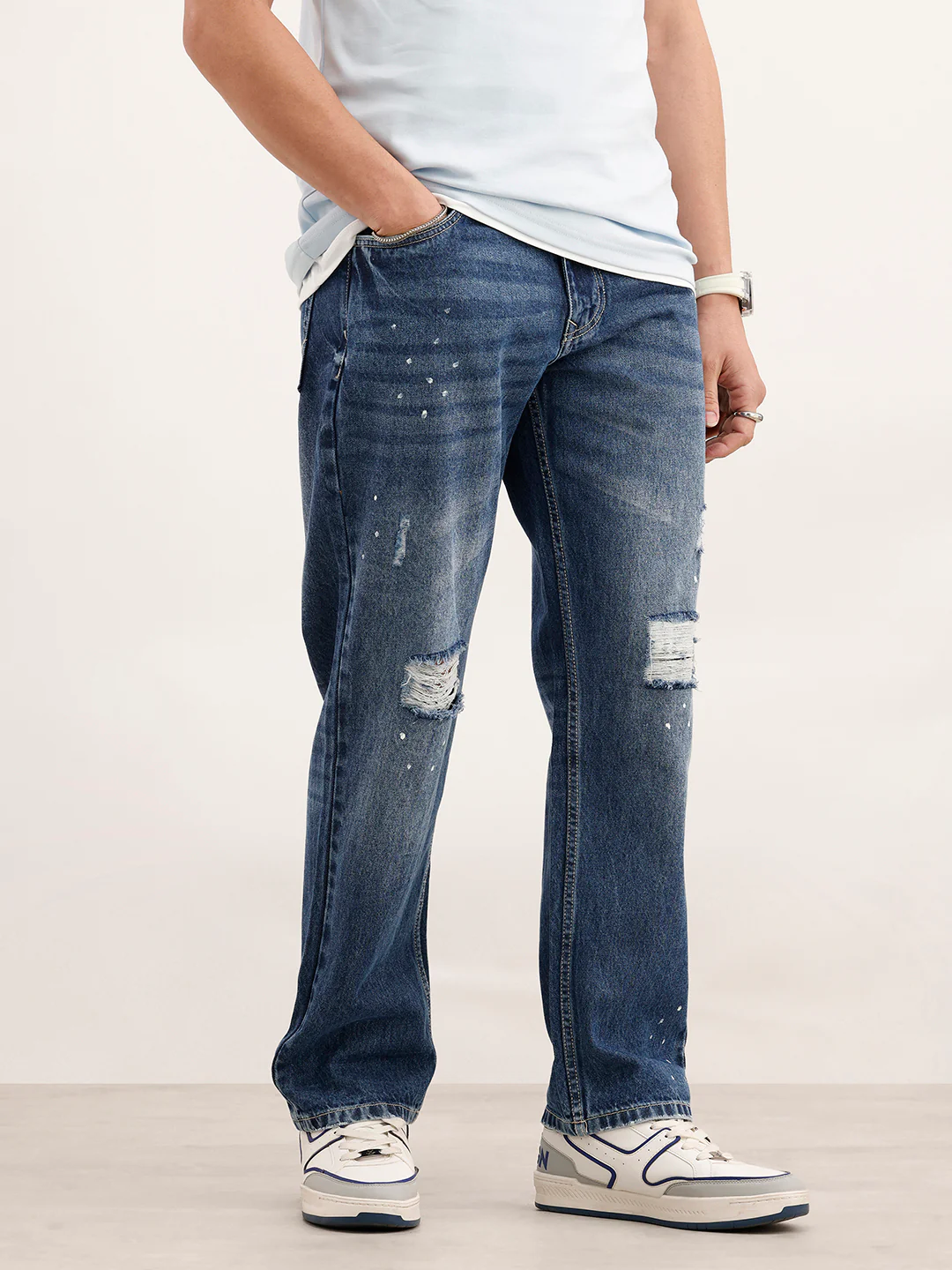 Anti Fit Distressed Denim Jeans | Blue - Image 4