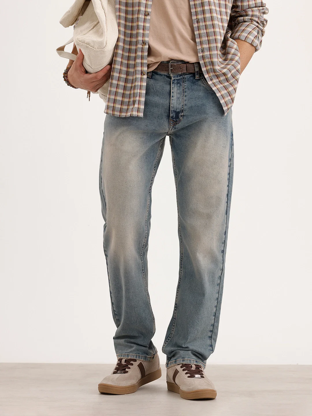 Anti Fit Mud Wash Denim Jeans | Light Blue