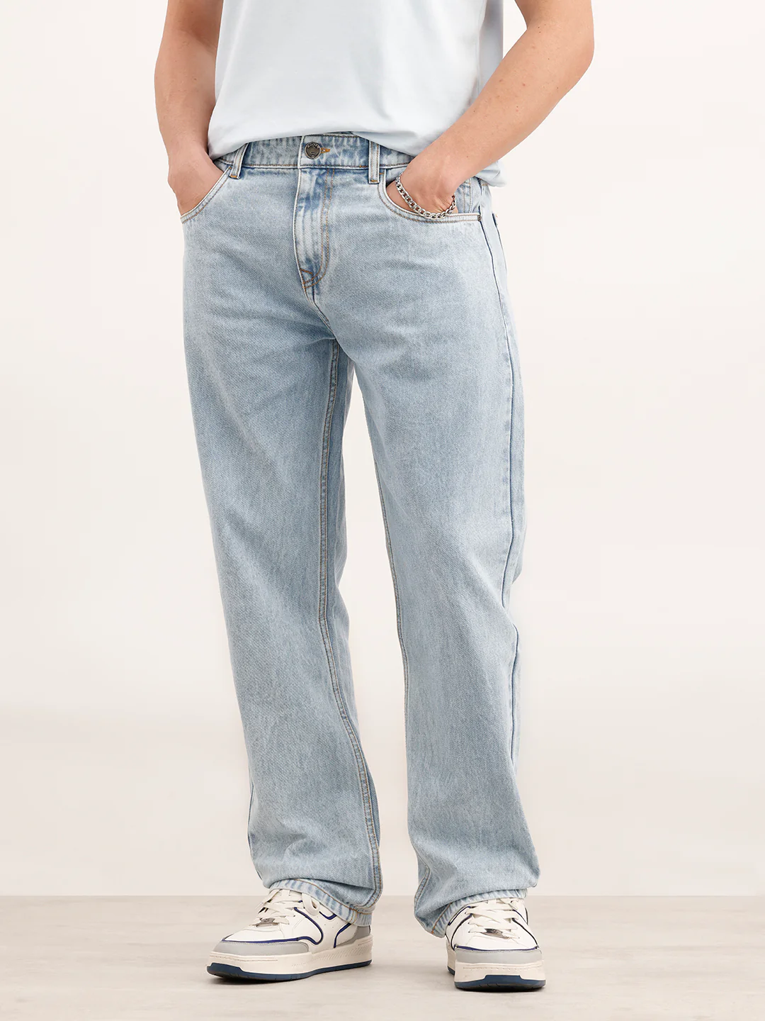 Anti Fit Solid Denim Jeans  | Light Blue