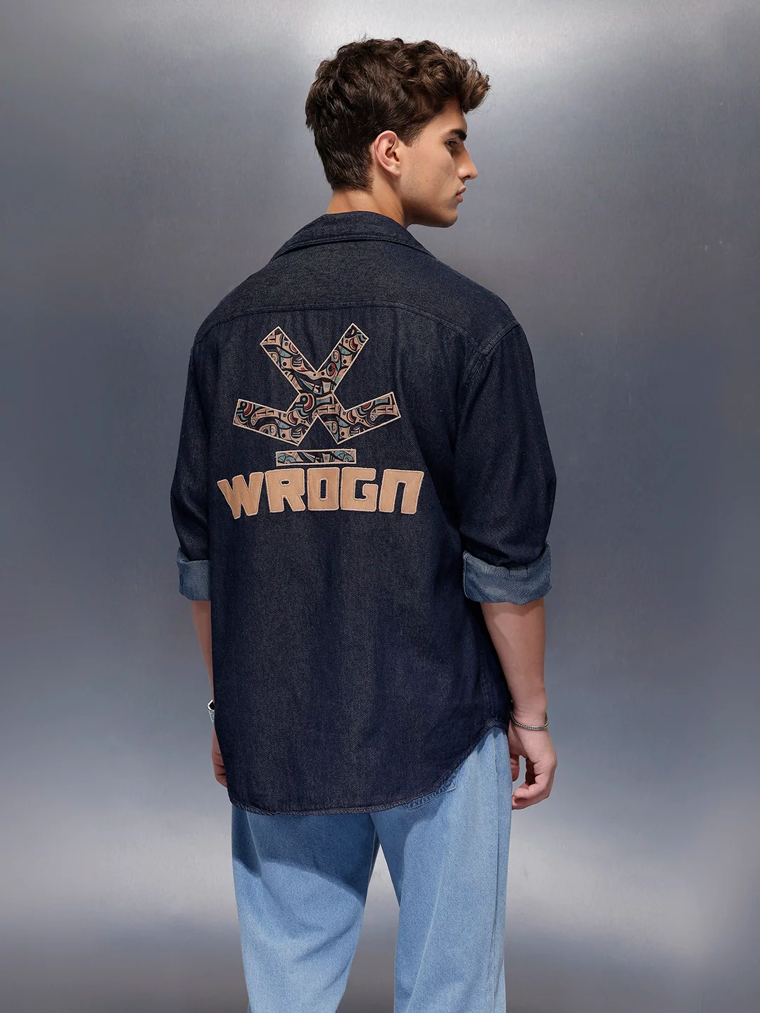 Back Printed Hooded Shirt | Blue