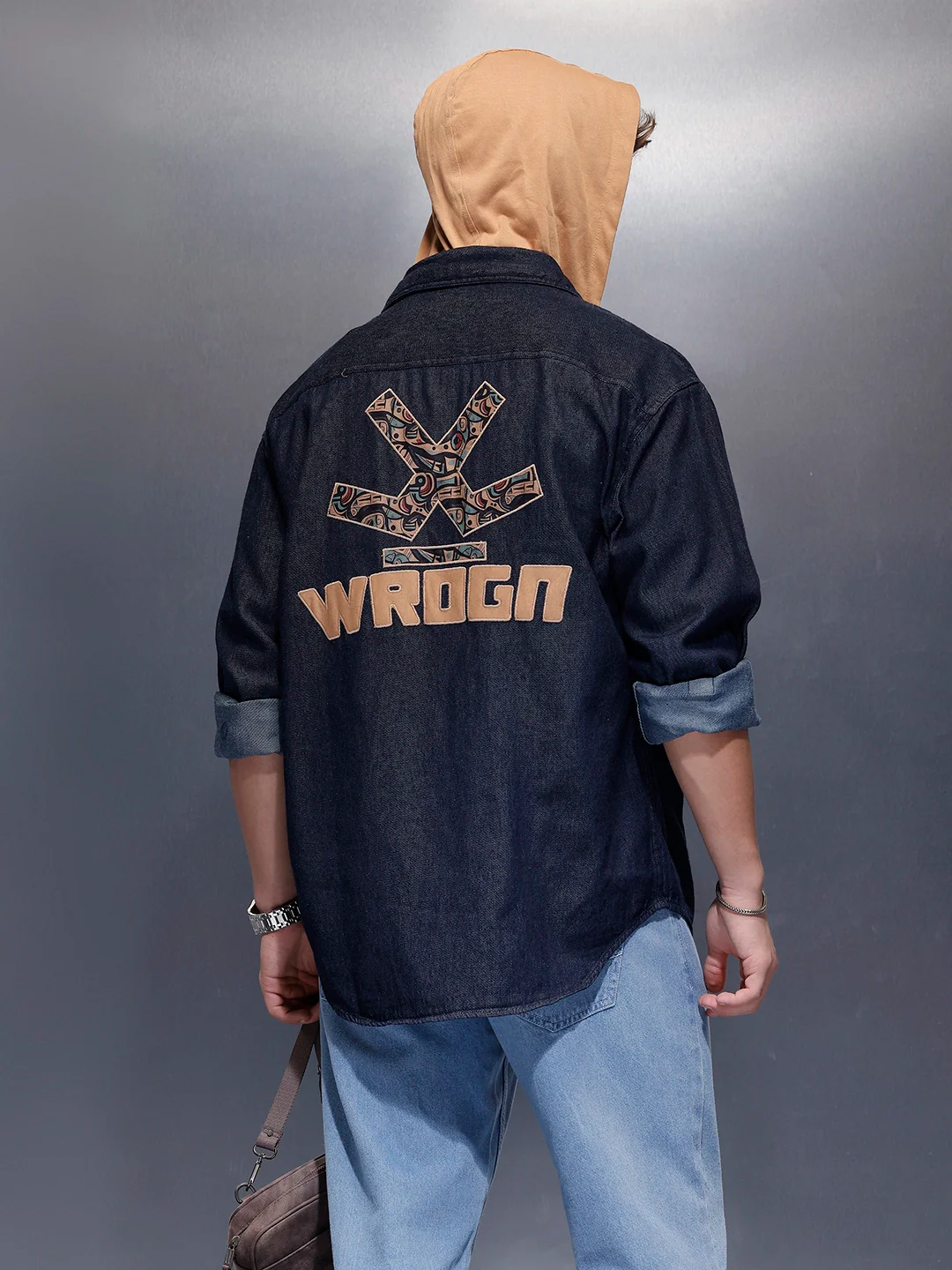 Back Printed Hooded Shirt | Blue - Image 3