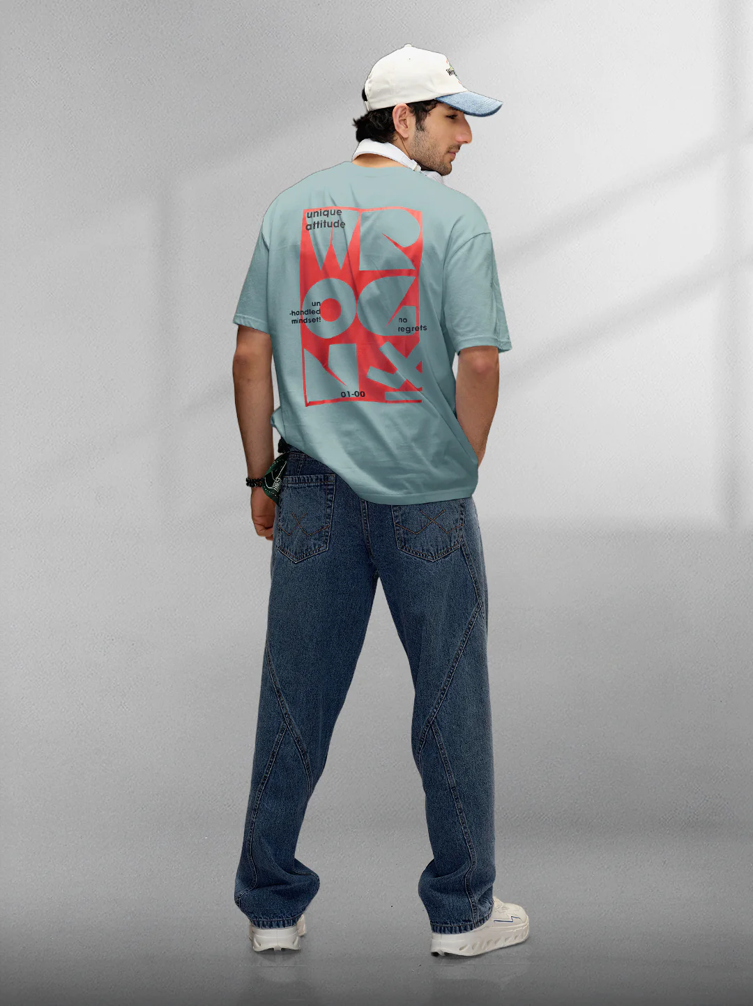 Back Printed Oversized T-Shirt | Green - Image 2