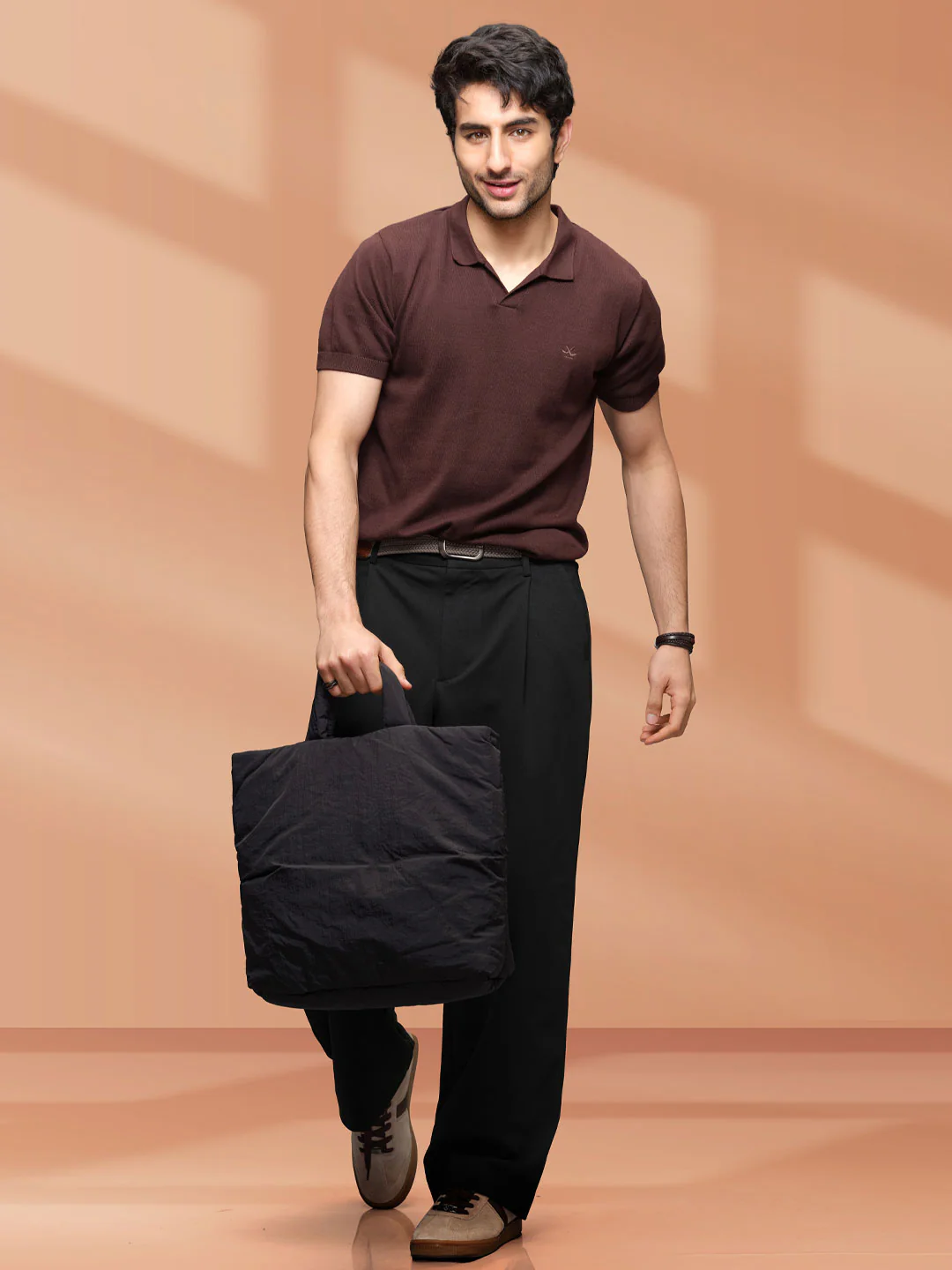 Baggy Fit Pleated Trouser  | Black