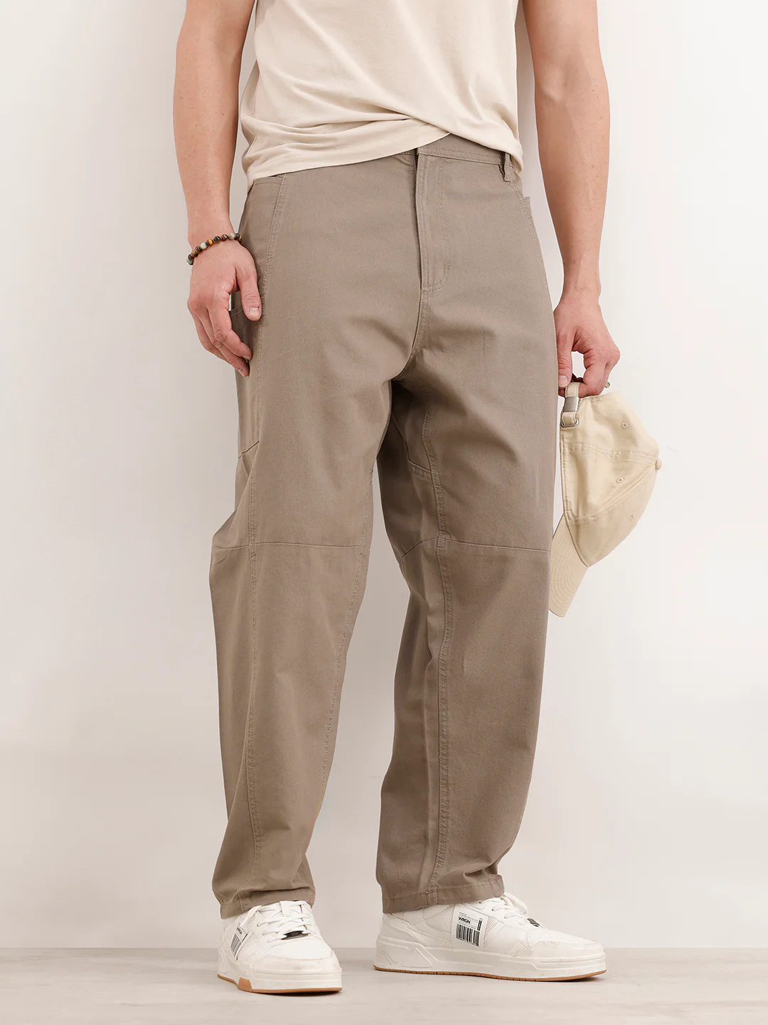 Barrel Fit Cut & Sew Trousers | Khaki