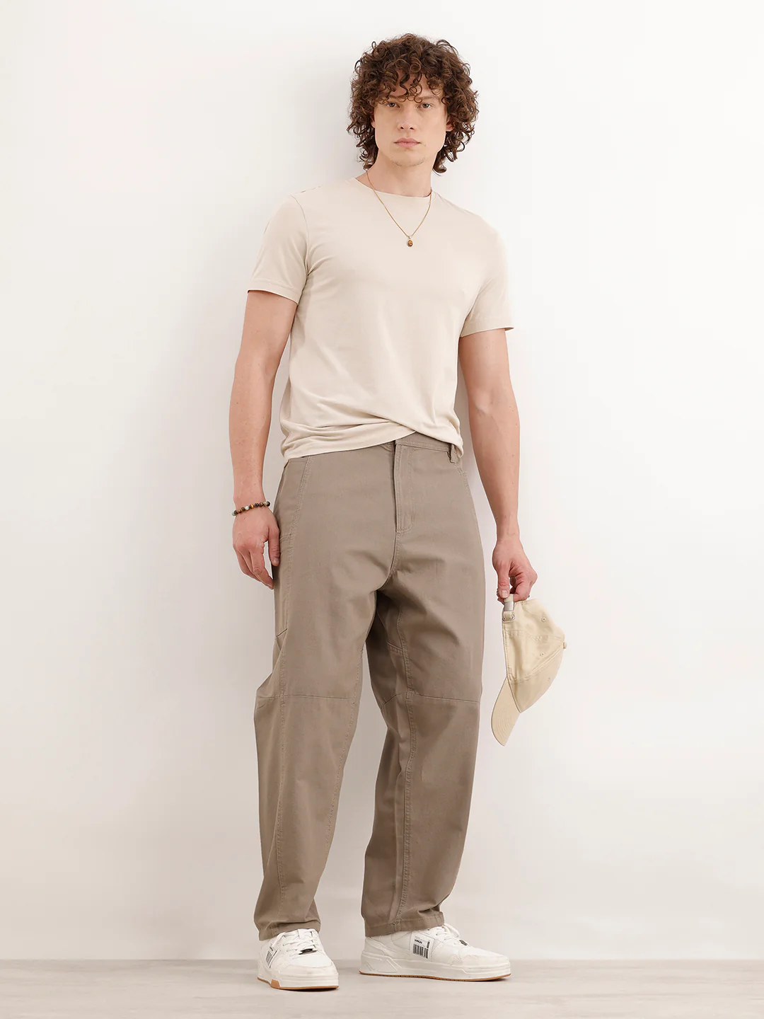 Barrel Fit Cut & Sew Trousers | Khaki - Image 2