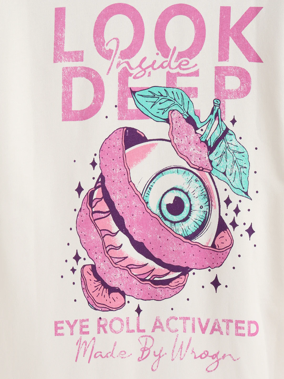 Bizarre Elements Inspired Look Deep Inside Eyeball Back Print Crew Neck T-Shirt | Off White - Image 10