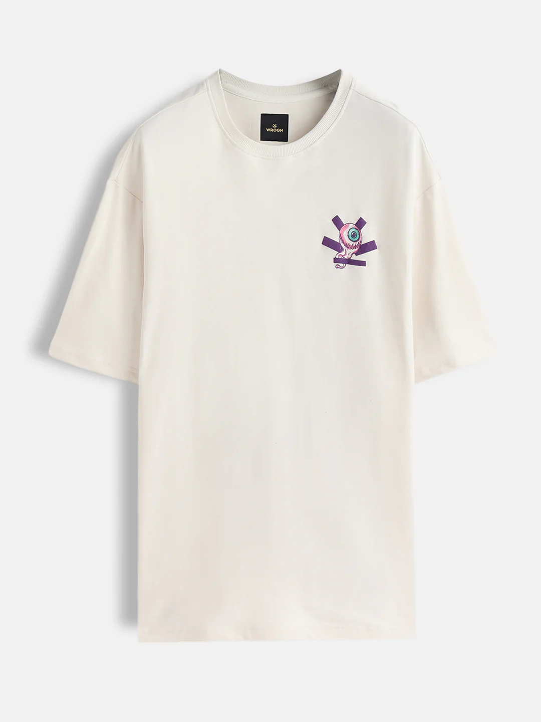 Bizarre Elements Inspired Look Deep Inside Eyeball Back Print Crew Neck T-Shirt | Off White - Image 2