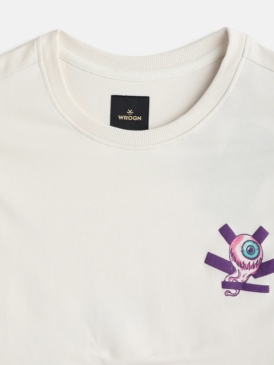 Bizarre Elements Inspired Look Deep Inside Eyeball Back Print Crew Neck T-Shirt | Off White - Image 3