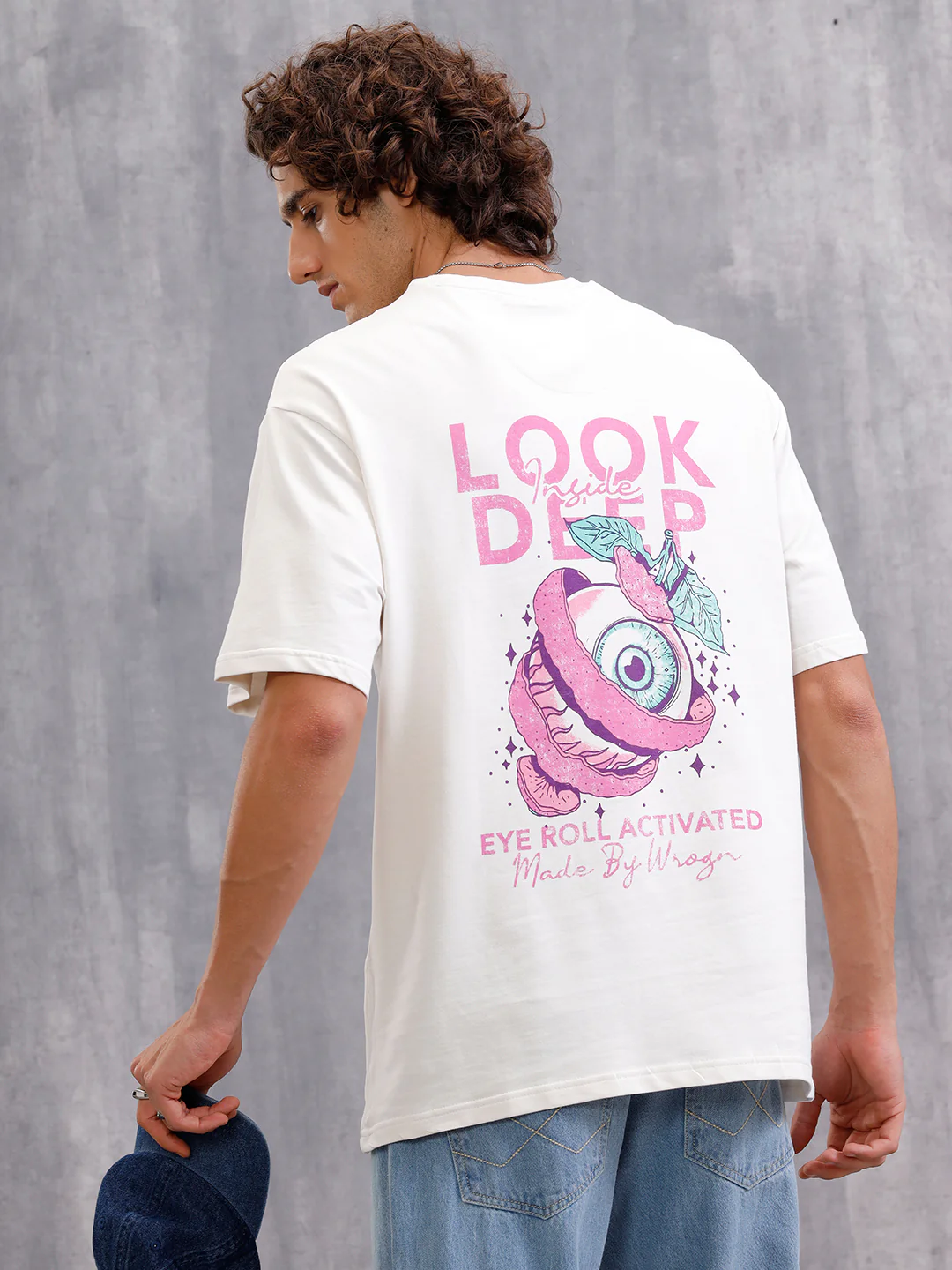 Bizarre Elements Inspired Look Deep Inside Eyeball Back Print Crew Neck T-Shirt | Off White - Image 4