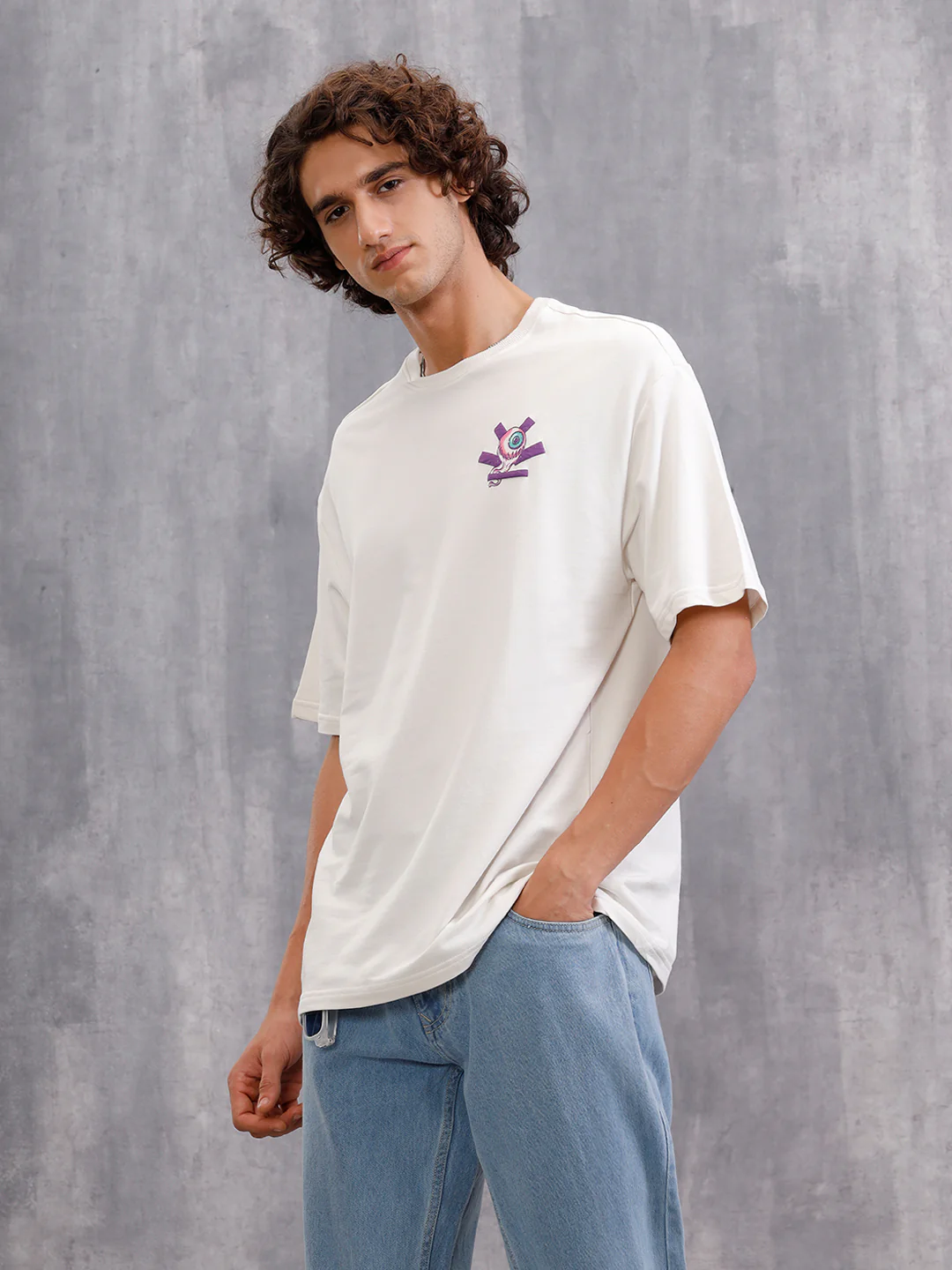Bizarre Elements Inspired Look Deep Inside Eyeball Back Print Crew Neck T-Shirt | Off White - Image 8