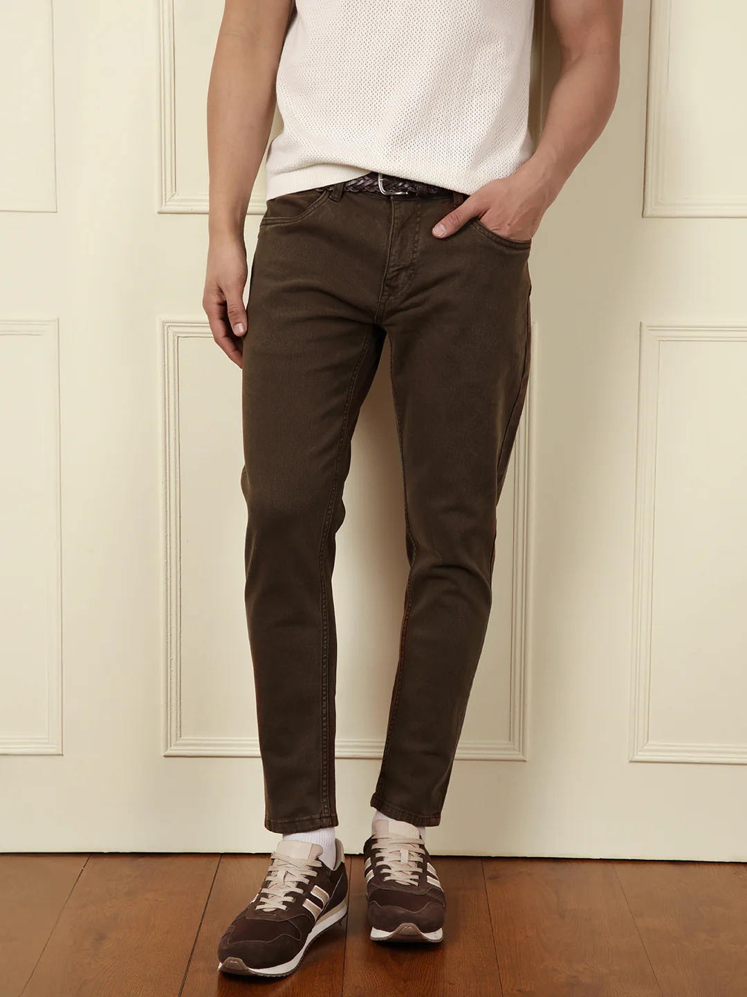 Skinny Crop Coloured Denim Jeans | Brown