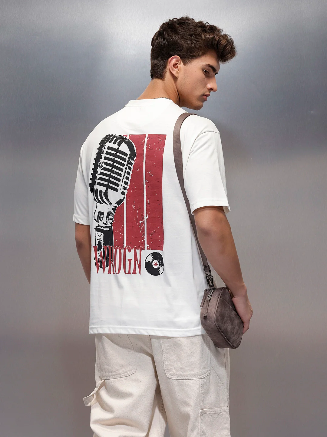 Casual Back Printed Oversized T-Shirt | White