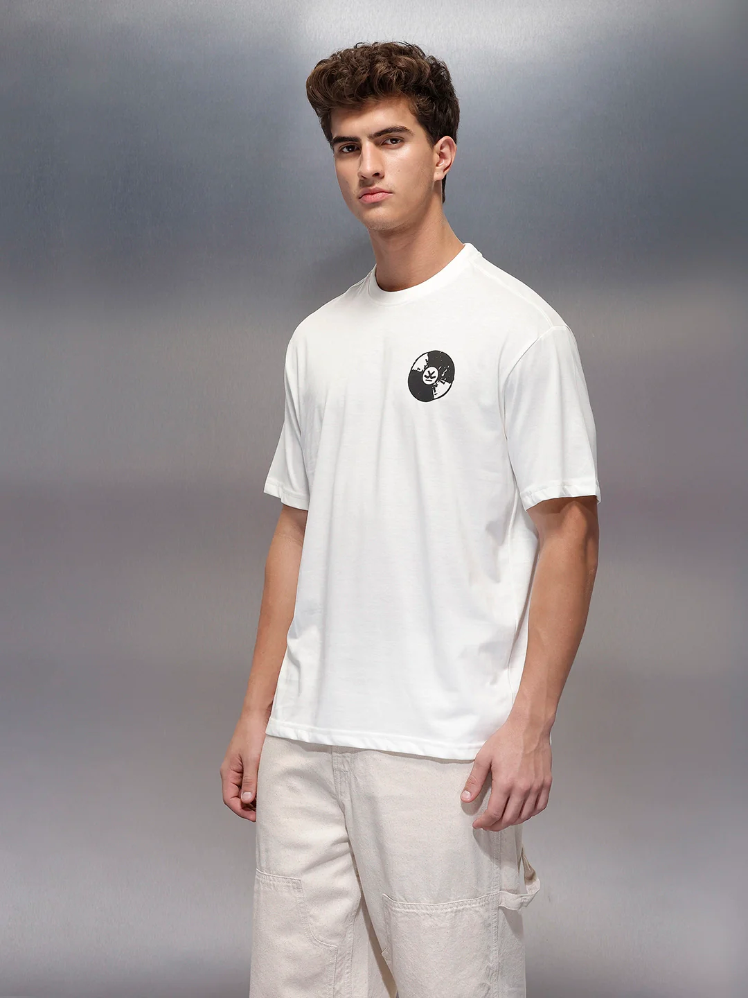 Casual Back Printed Oversized T-Shirt | White - Image 4