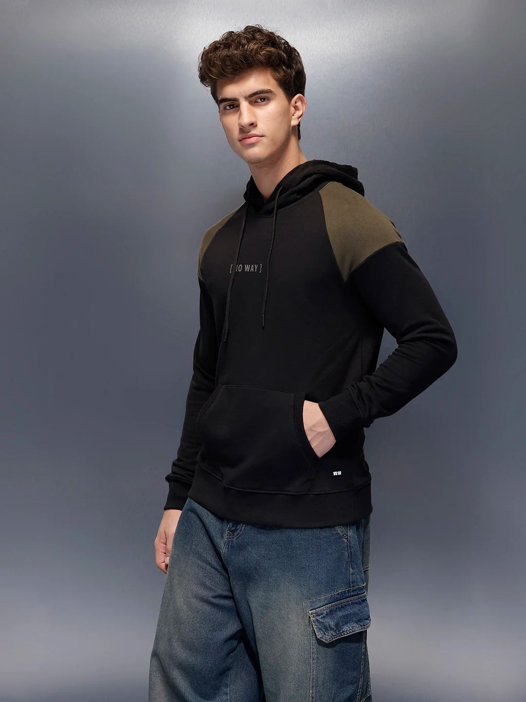 Casual Cut & Sew Hoodie | Black - Image 4