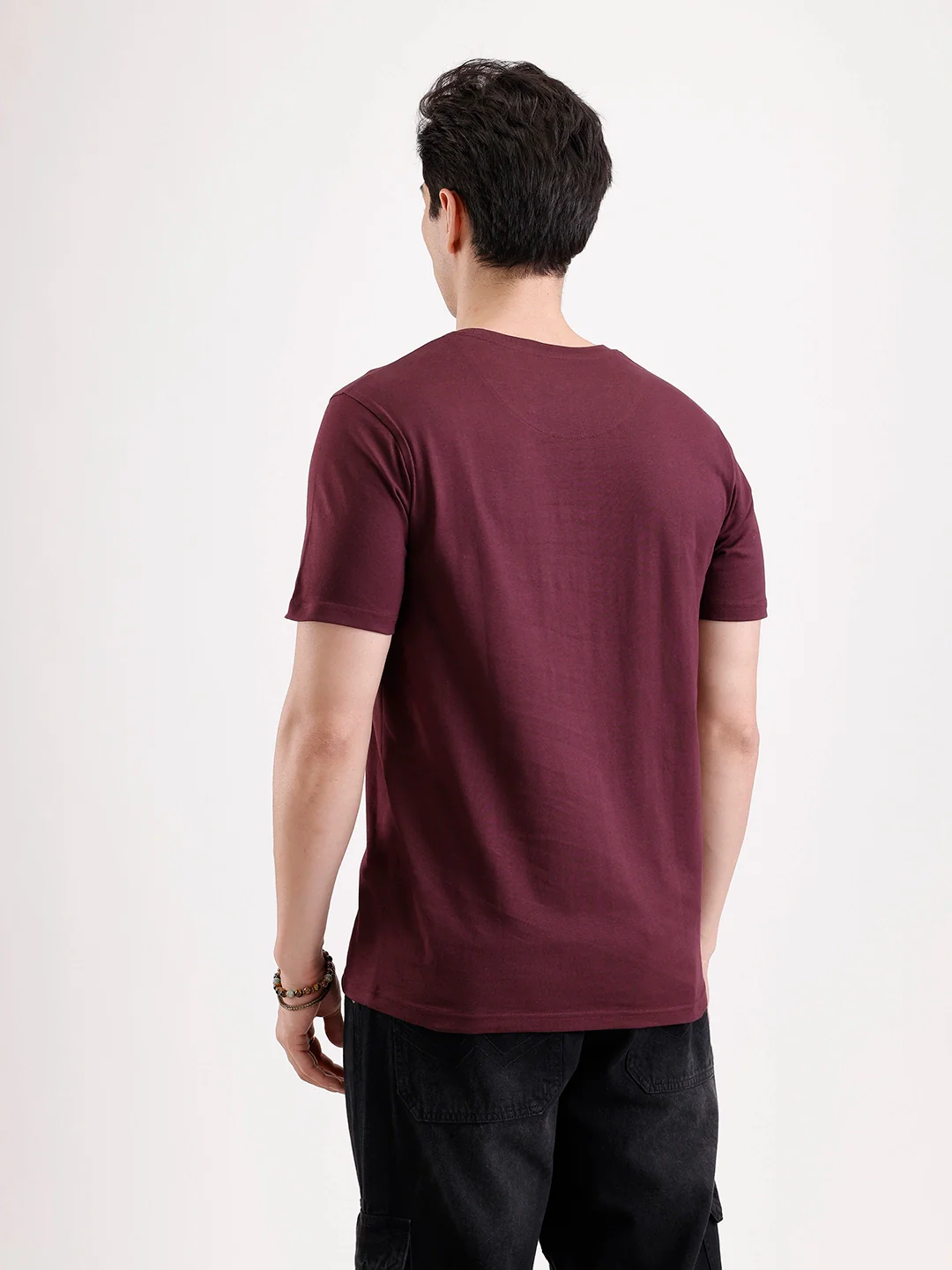 Casual Foil Printed T-Shirt | Maroon - Image 3