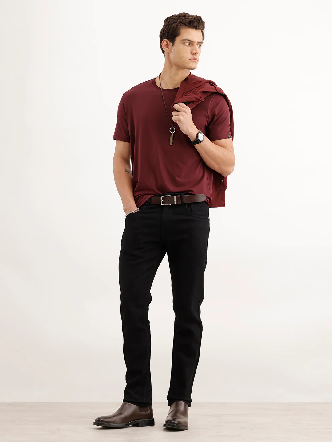 Casual Light Fade Slim Fit Jeans | Black - Image 2