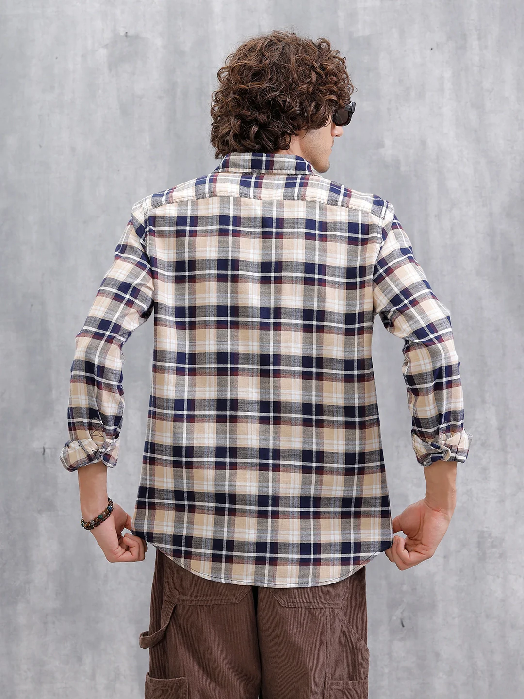 Checkered Full Sleeve Shirt | Navy Blue - Image 3