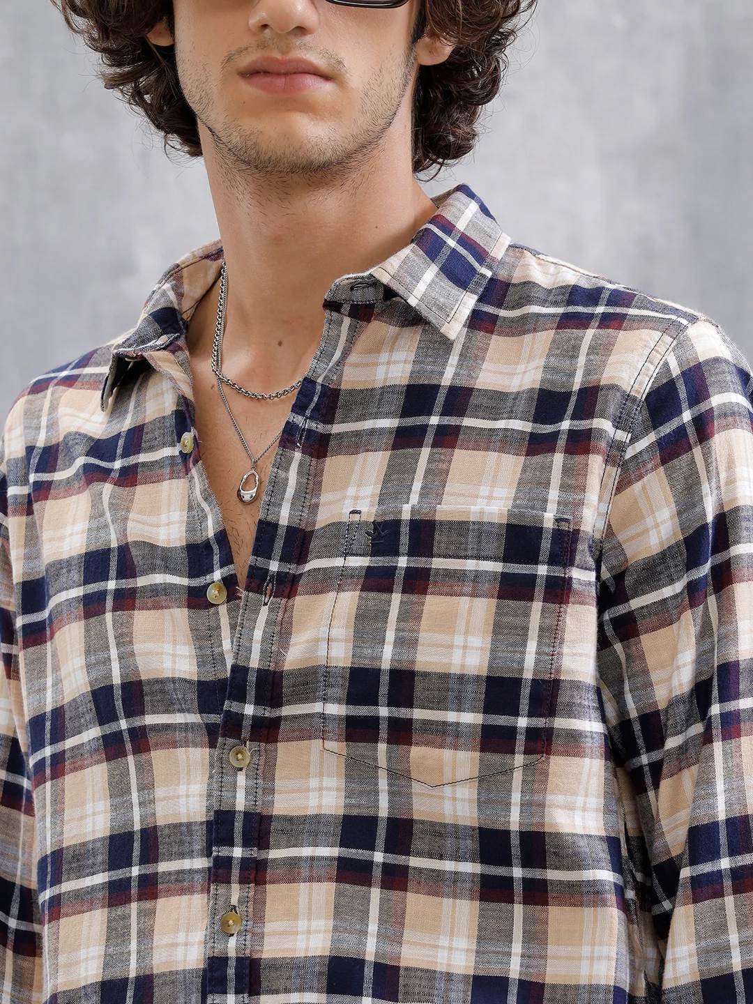 Checkered Full Sleeve Shirt | Navy Blue - Image 5
