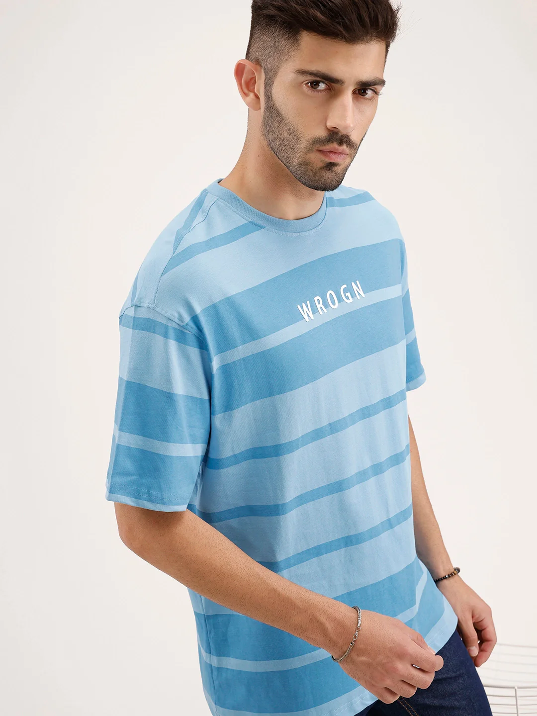 Claasic Oversized Striped T-Shirt | Blue