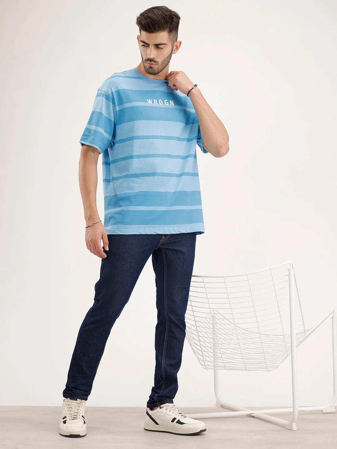 Claasic Oversized Striped T-Shirt | Blue - Image 2