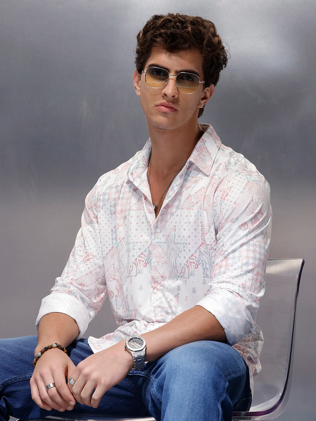 Classic AOP Slim Fit Shirt   |  White