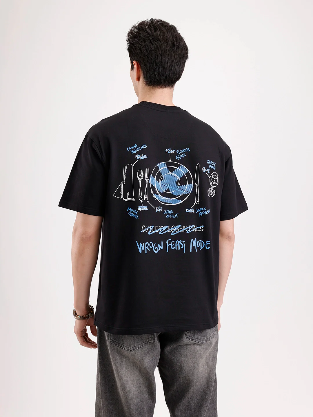 Classic Back Printed Oversized T-Shirt | Black - Image 3