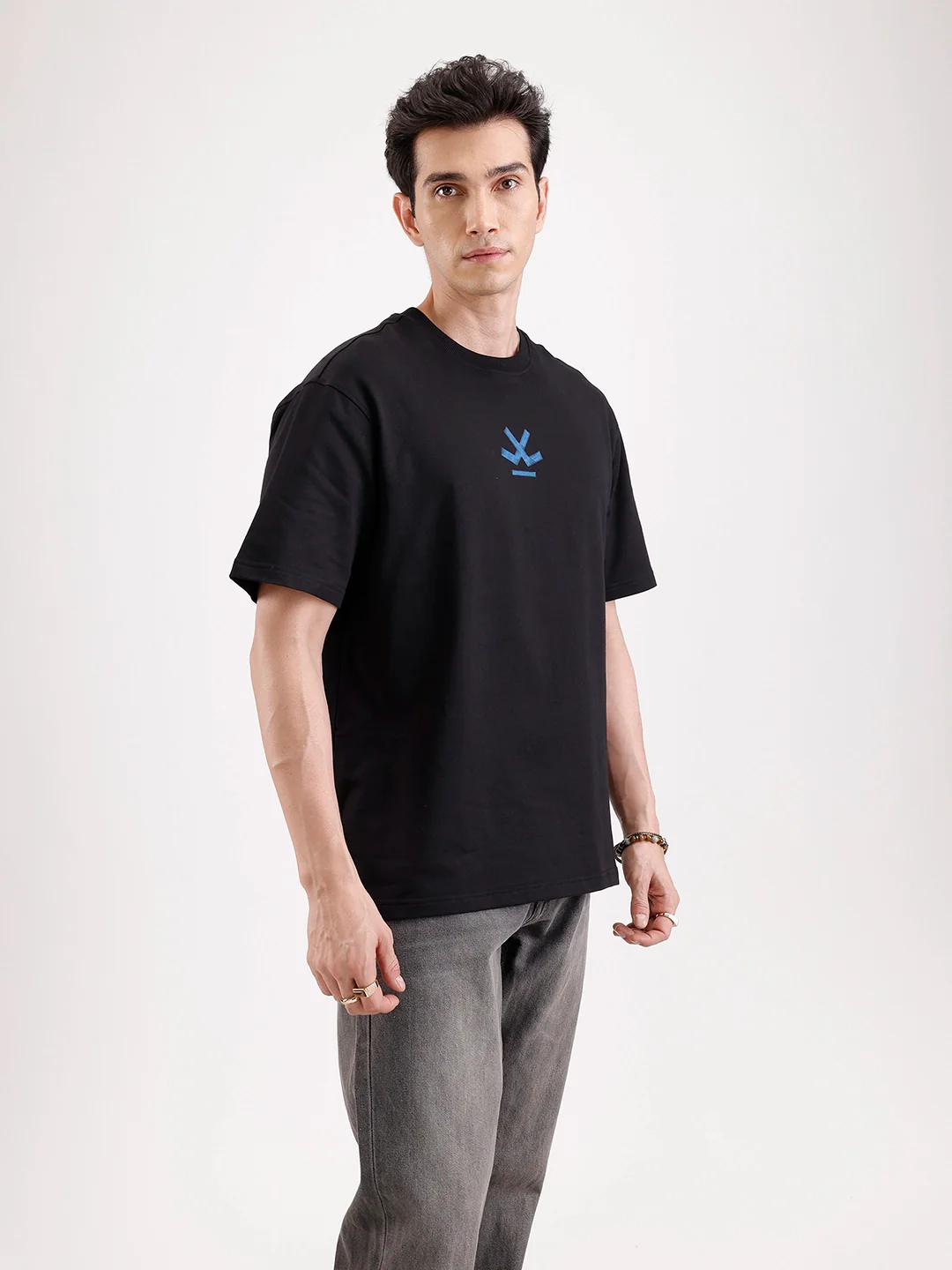 Classic Back Printed Oversized T-Shirt | Black - Image 4
