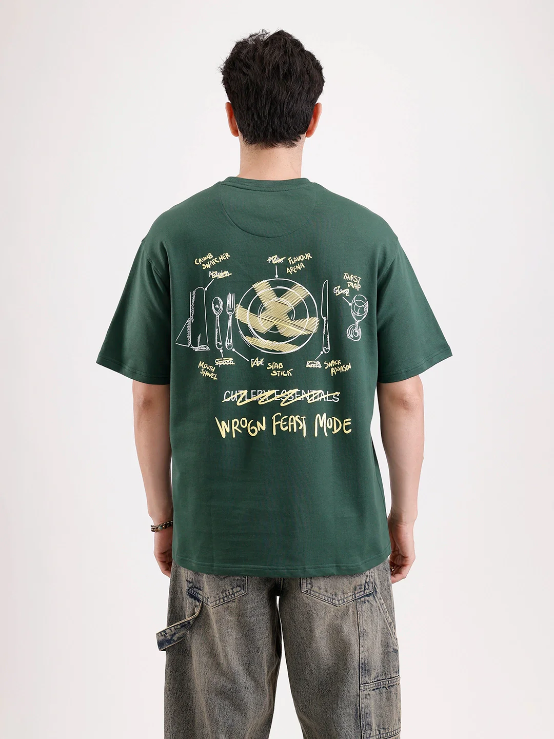 Classic Back Printed Oversized T-Shirt | Dark Green - Image 3