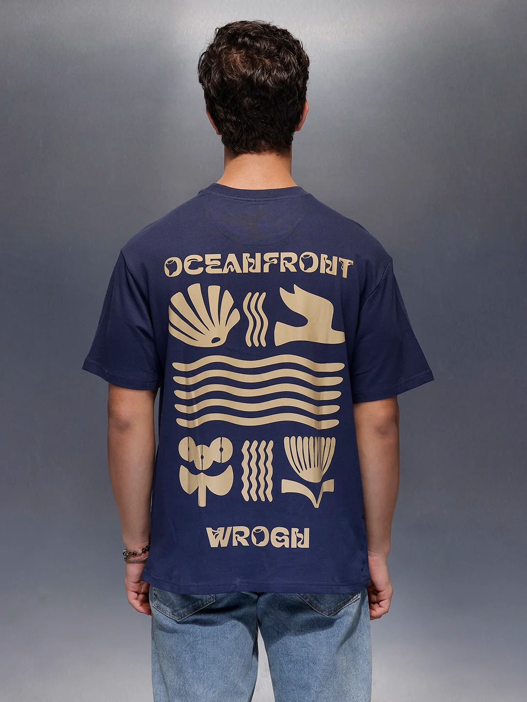 Classic Back Printed T-Shirt | Navy Blue - Image 3