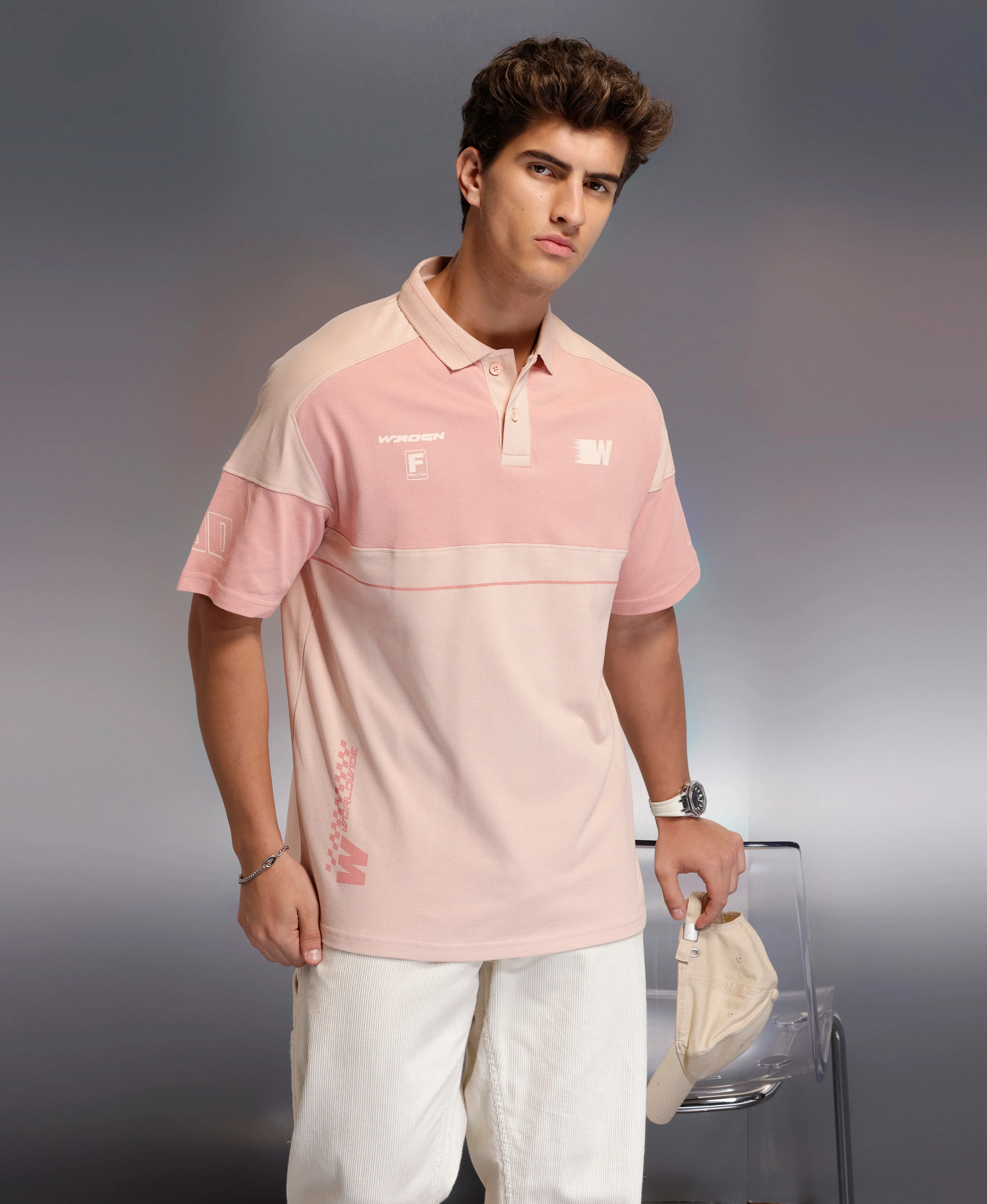 Classic Cut And Sew Polo T-Shirt | Pink