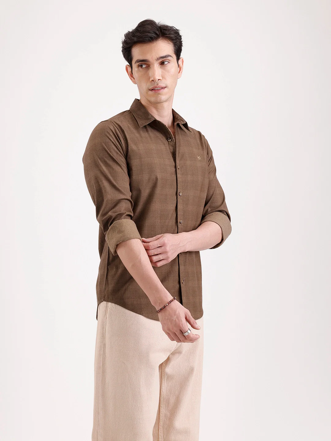 Classic Full Sleeve Checkered Shirt | Brown - Image 4