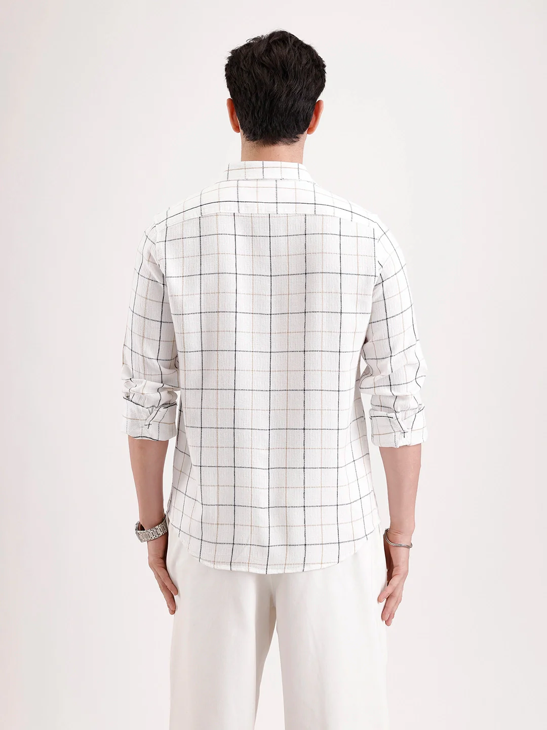 Classic Full Sleeve Checkered Shirt | White - Image 3