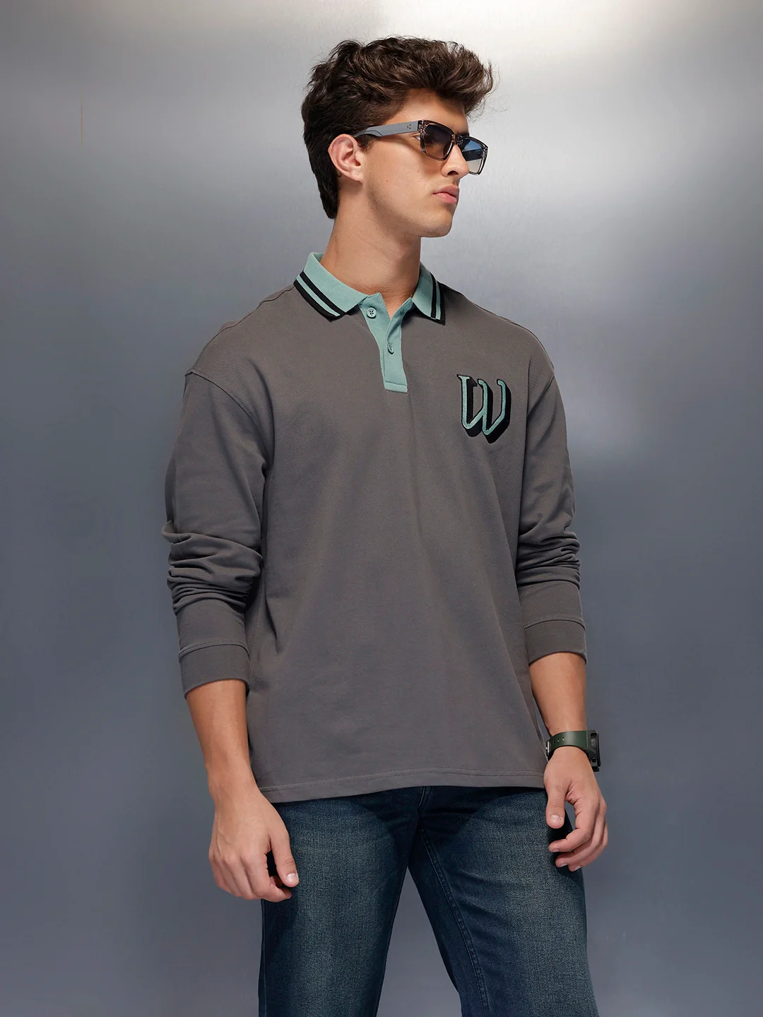 Classic Long Sleeve Polo T-Shirt | Grey