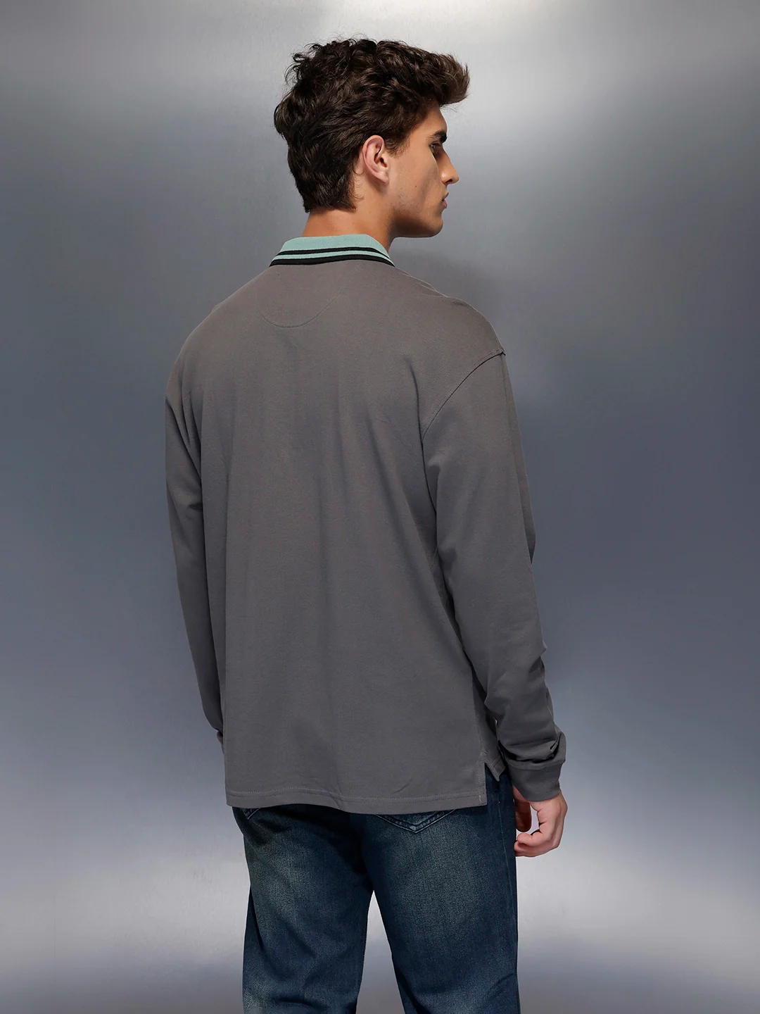 Classic Long Sleeve Polo T-Shirt | Grey - Image 3
