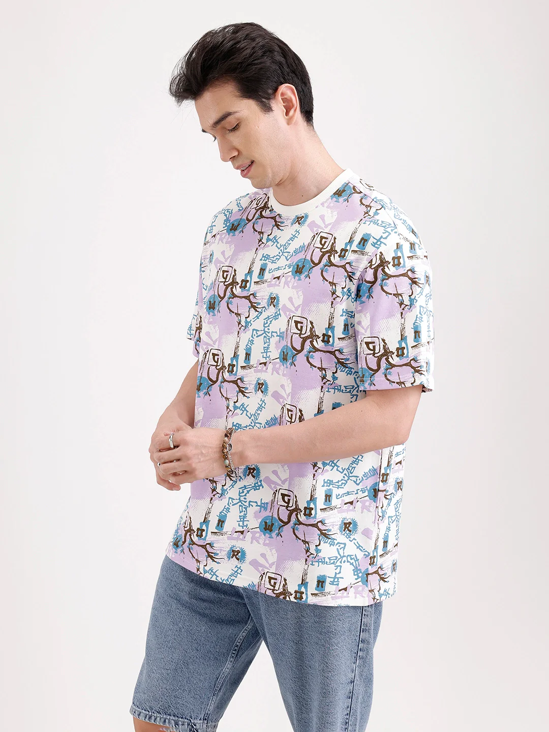 Classic Oversized AOP T-Shirt | Off White - Image 4