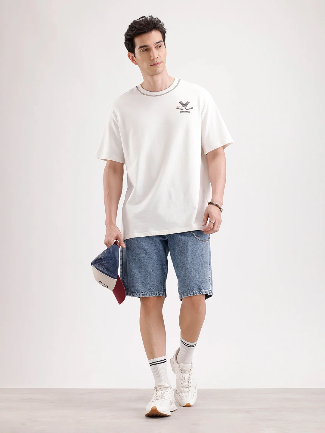 Classic Oversized Back Printed T-Shirt | Beige - Image 2