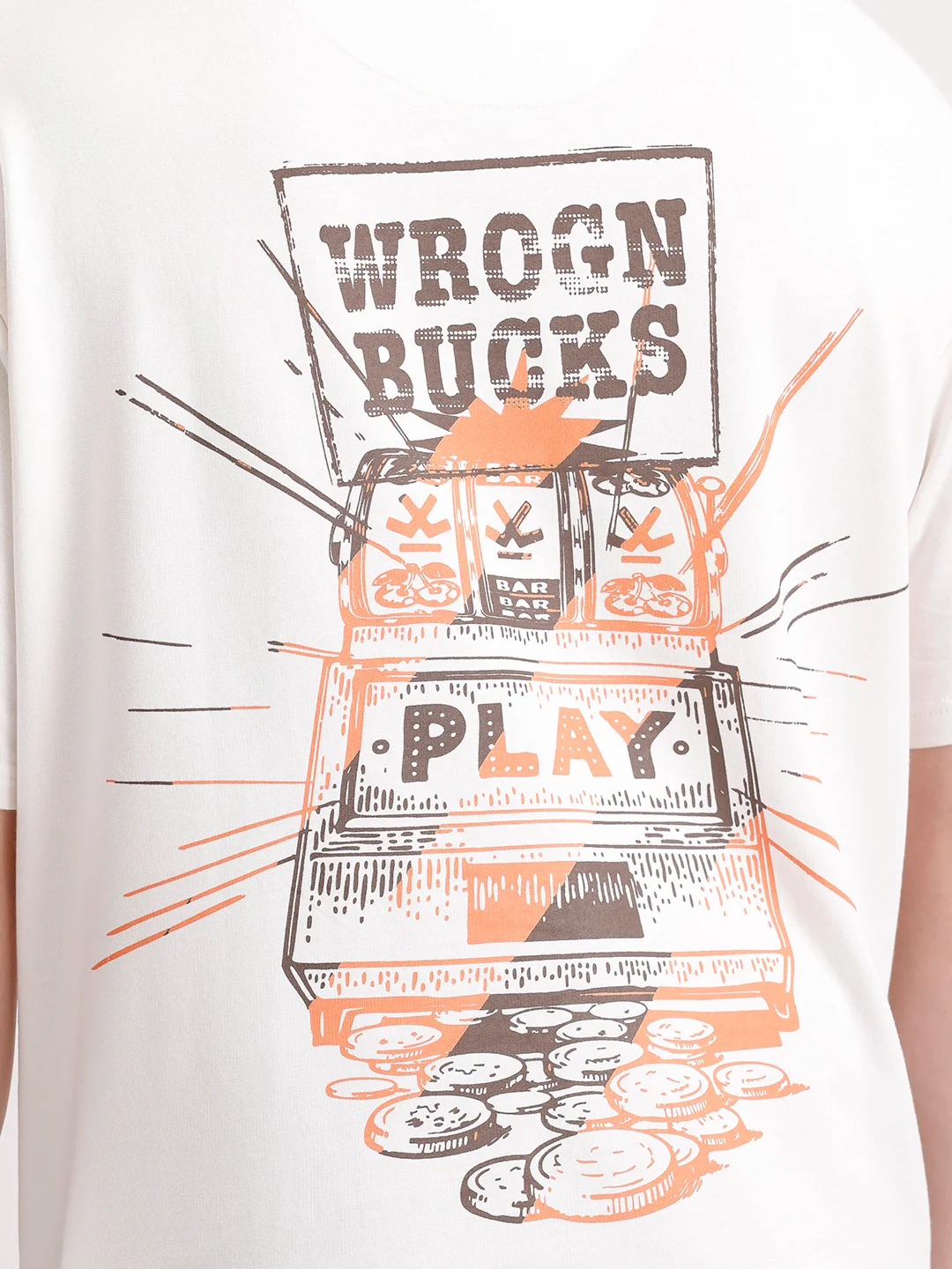 Classic Oversized Back Printed T-Shirt | Beige - Image 5