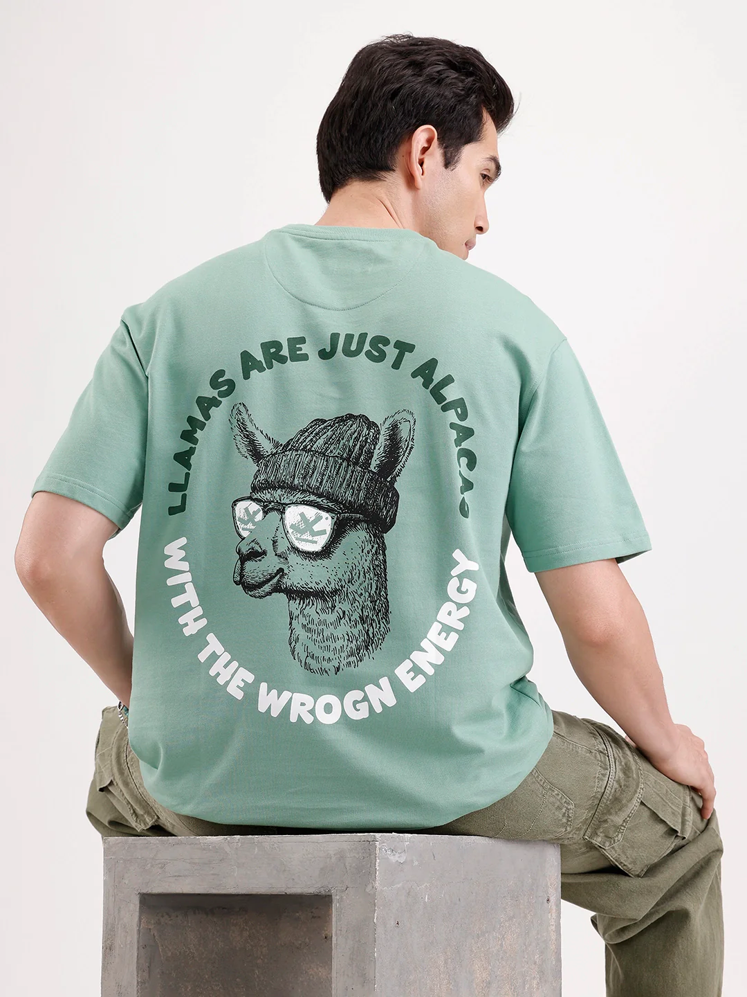 Classic Oversized Back Printed T-Shirt | Green