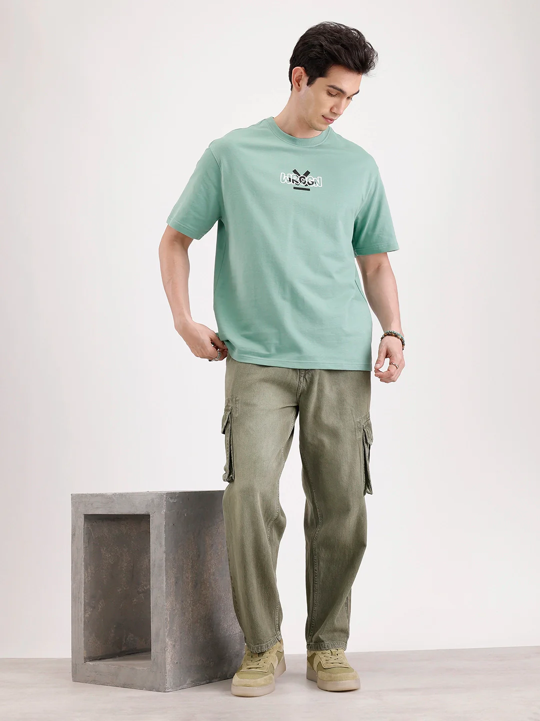 Classic Oversized Back Printed T-Shirt | Green - Image 2