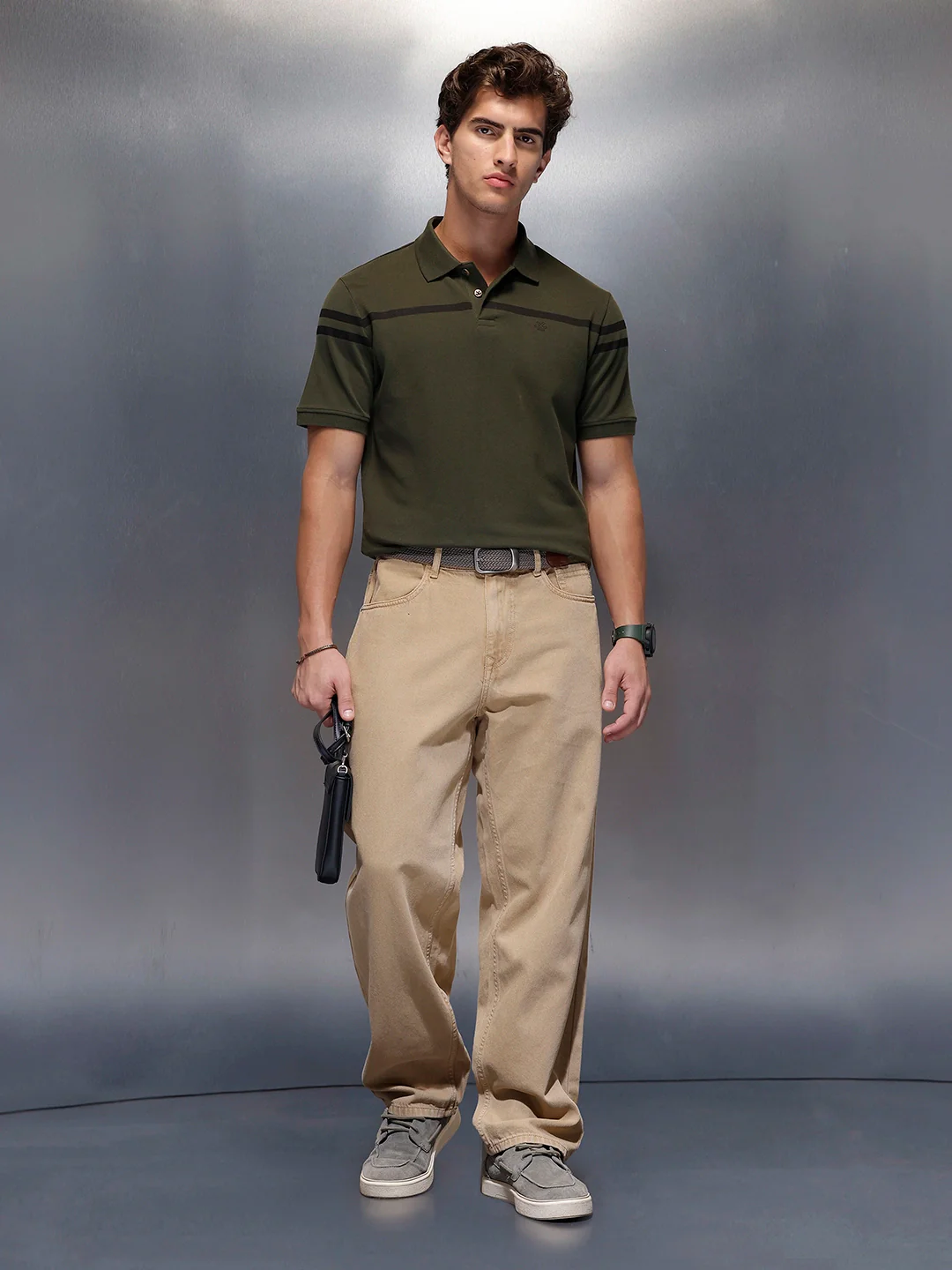 Classic Placement Printed Polo T-Shirt | Olive - Image 2