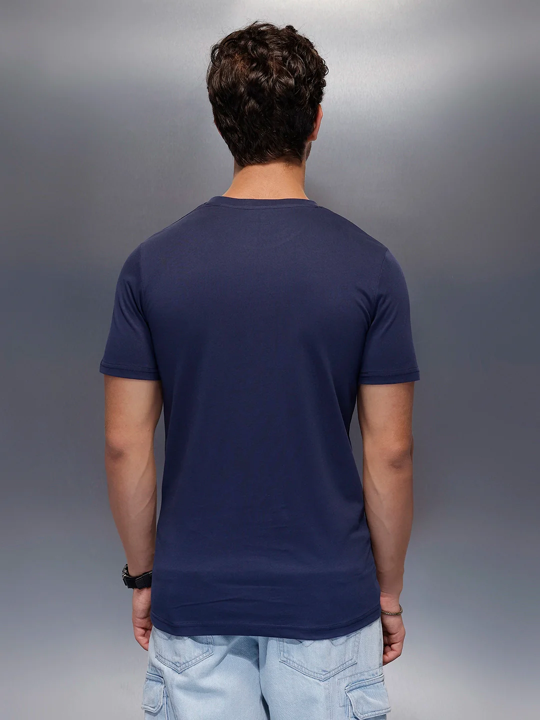 Classic Placement Printed T-Shirt | Navy Blue - Image 3