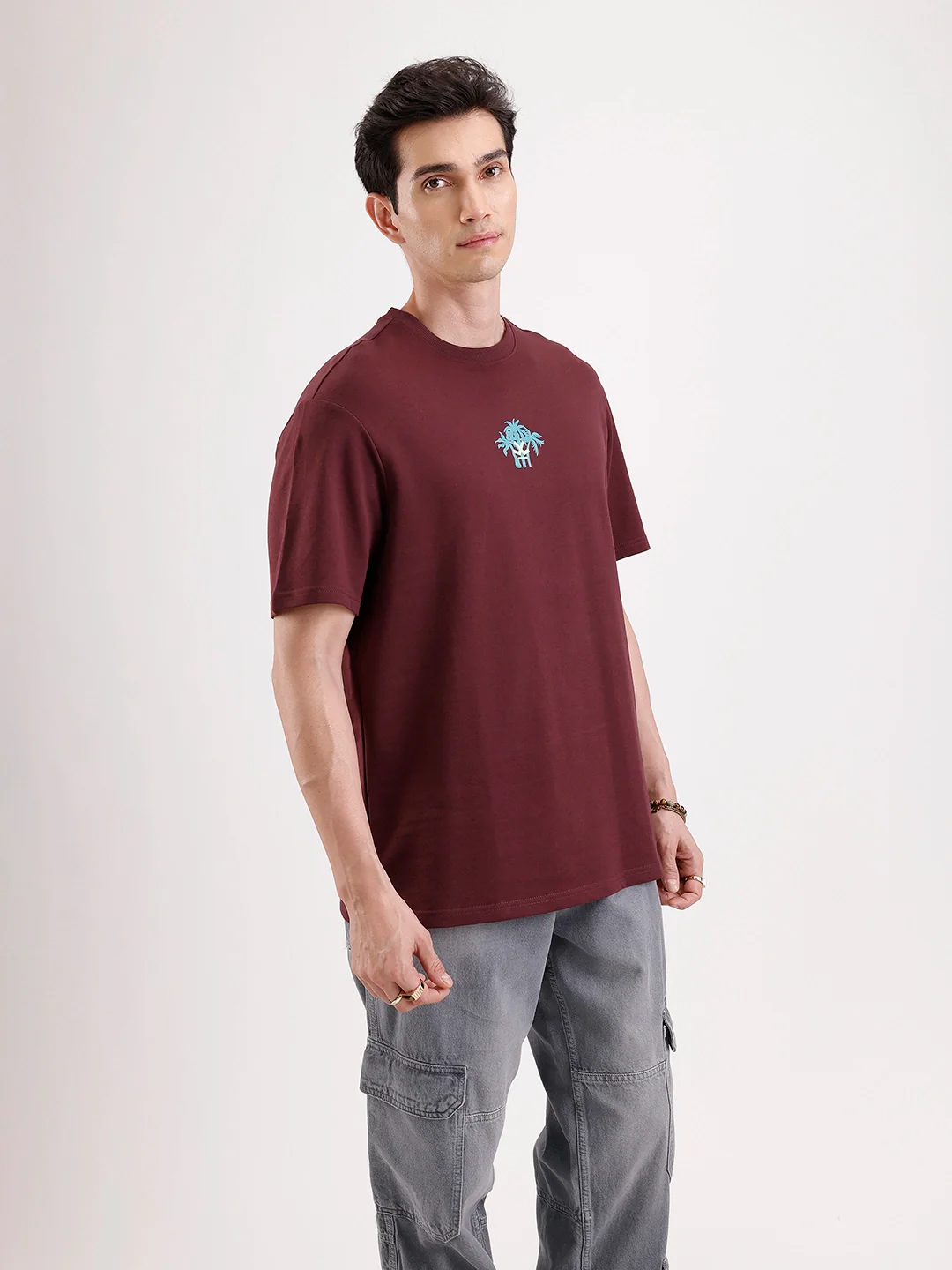Classic Printed Patch T-Shirt | Maroon - Image 4