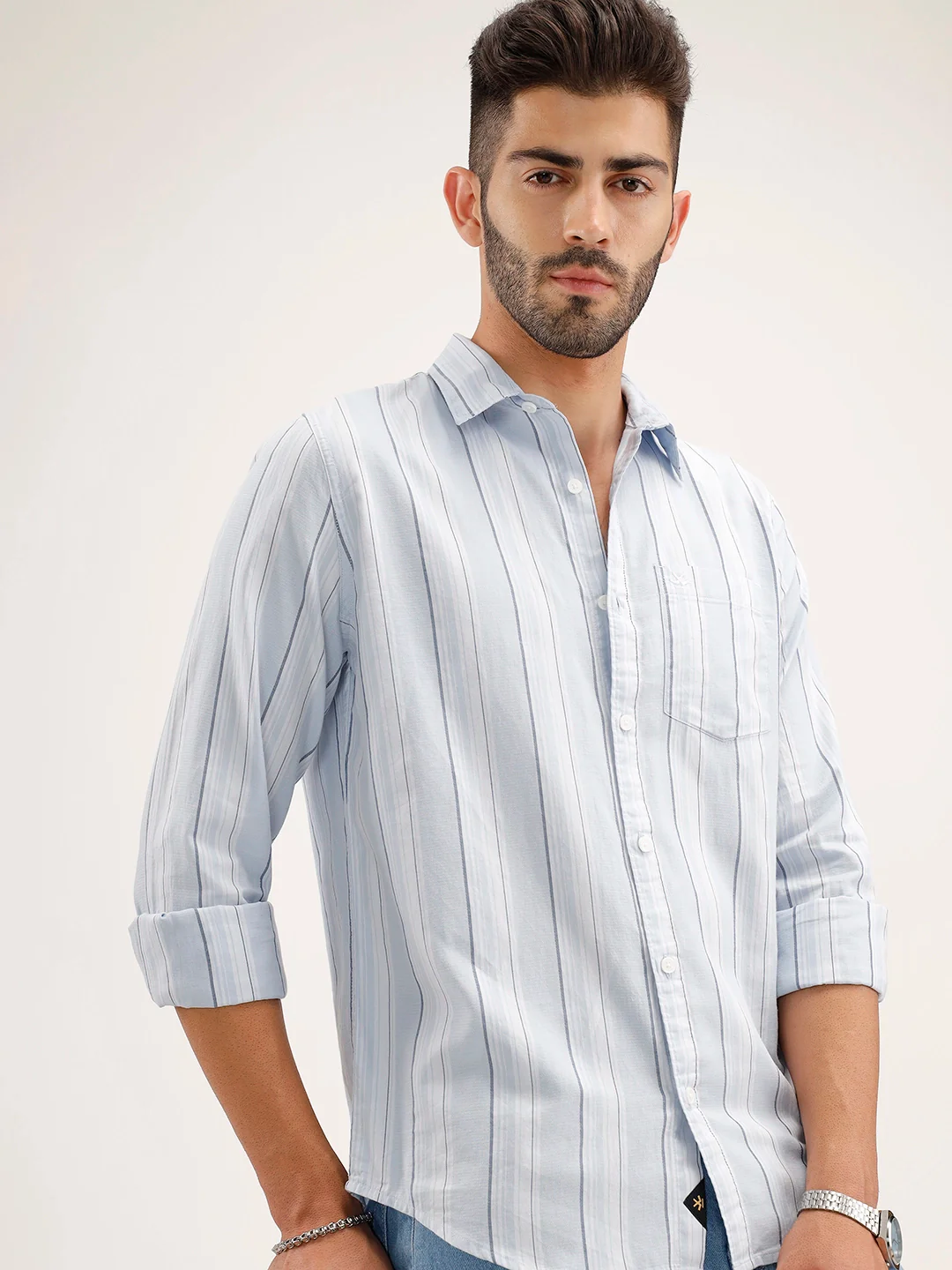 Classic Regular Fit Striped Shirt | Blue