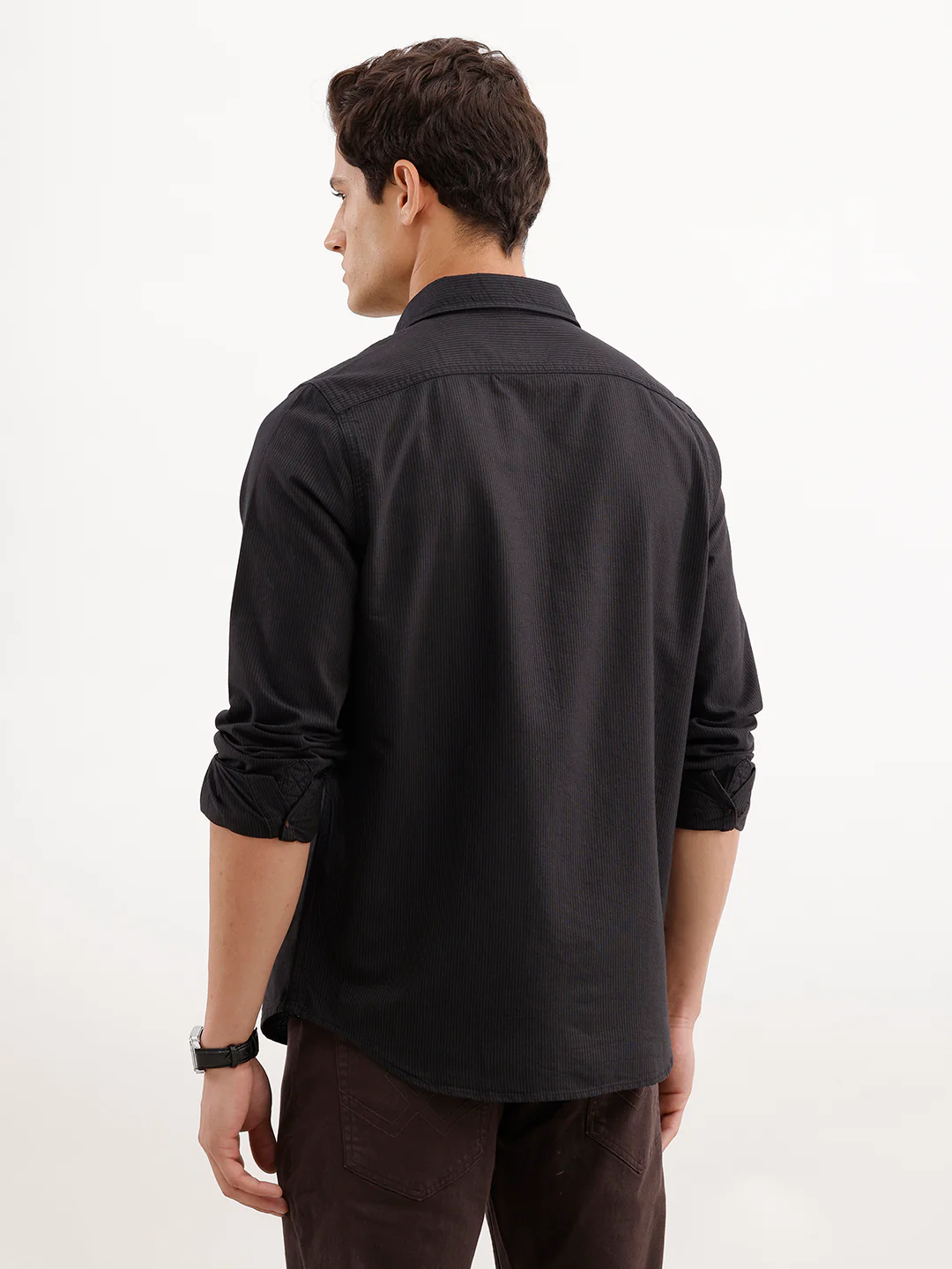 Classic Regular Fit Striped Shirt | Brown - Image 3