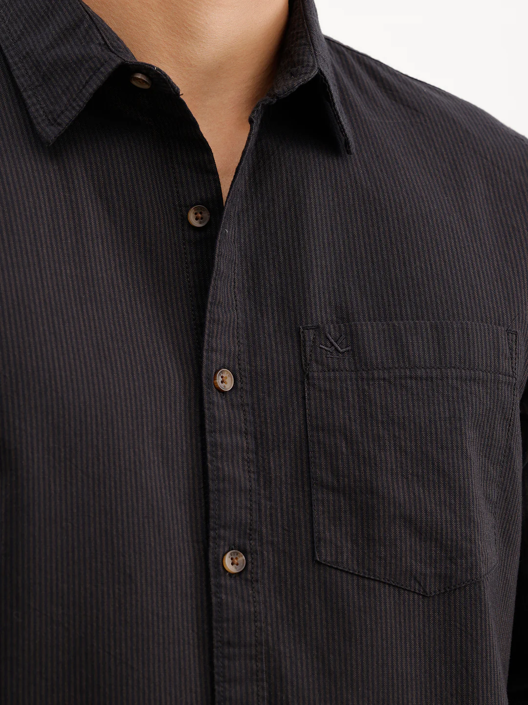 Classic Regular Fit Striped Shirt | Brown - Image 5