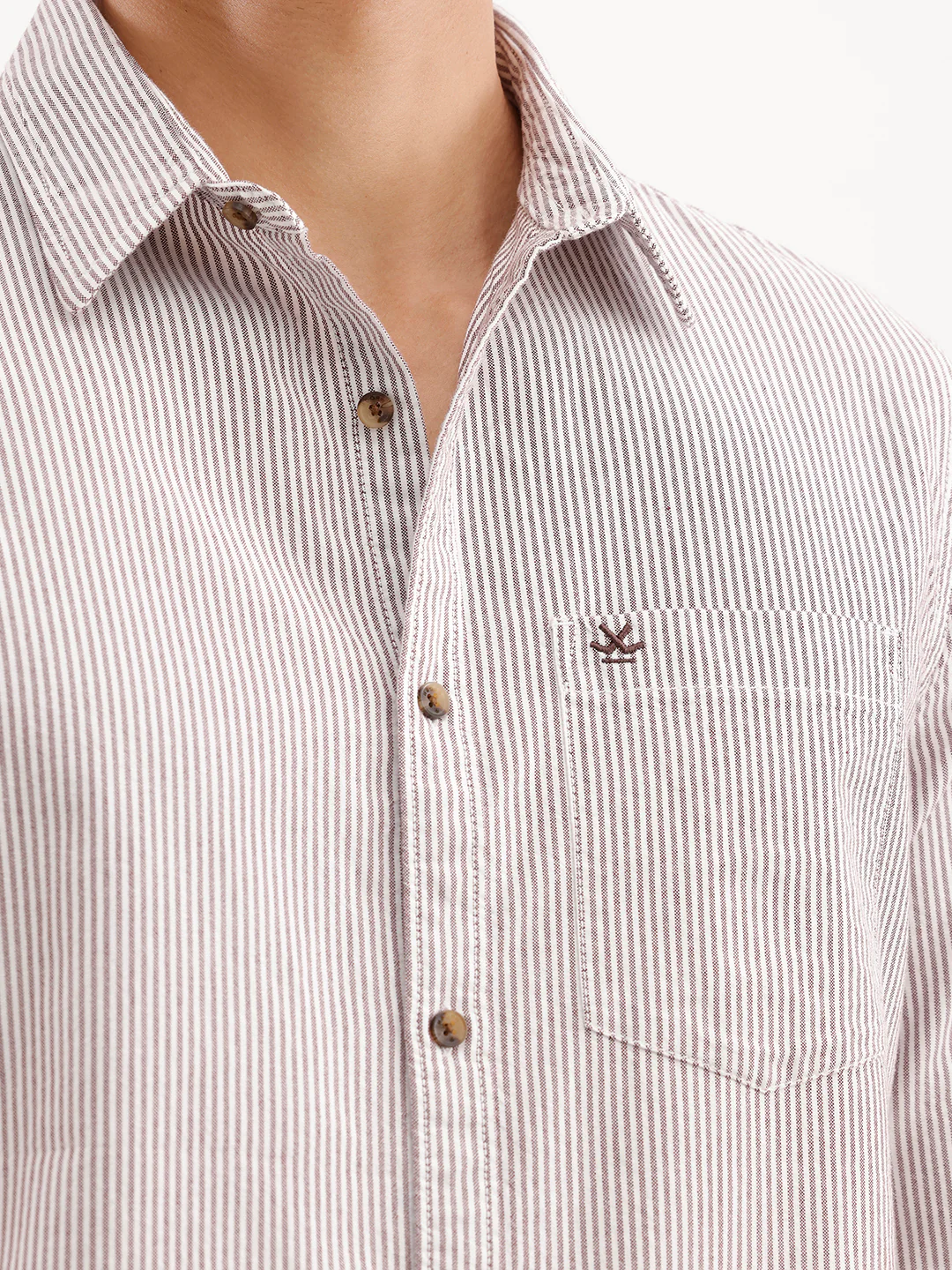 Classic Regular Fit Striped Shirt | Brown - Image 5