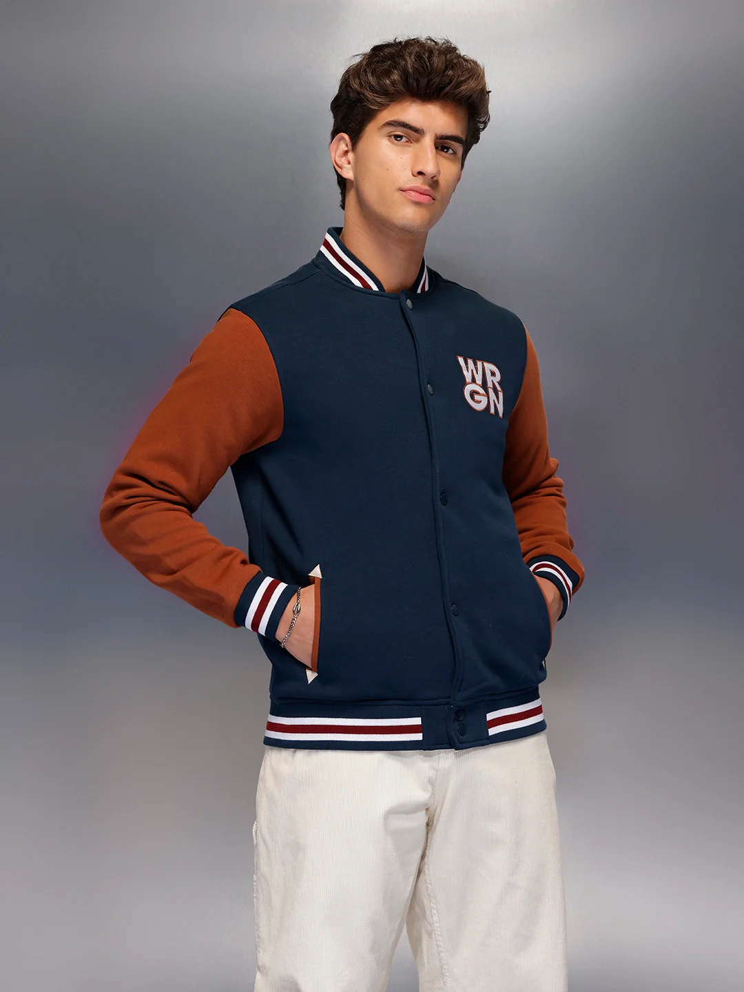 Classic Slim Fit Bomber Jacket | Navy Blue - Image 4