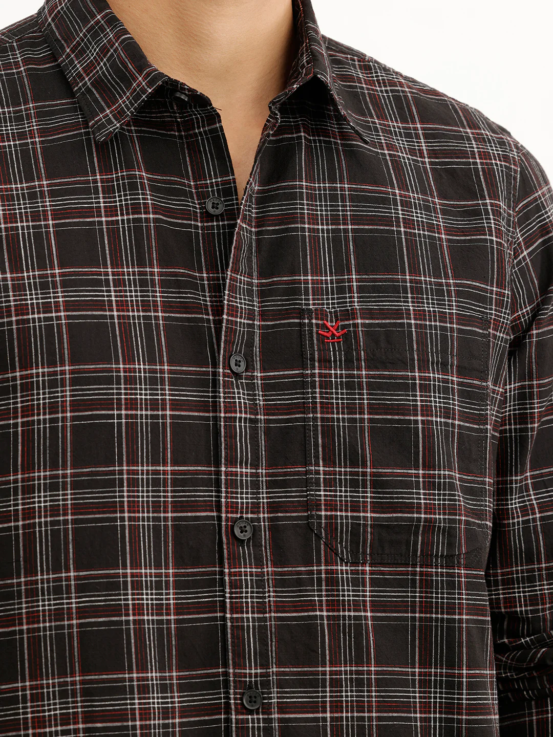Classic Slim Fit Checkered Shirt | Black - Image 5